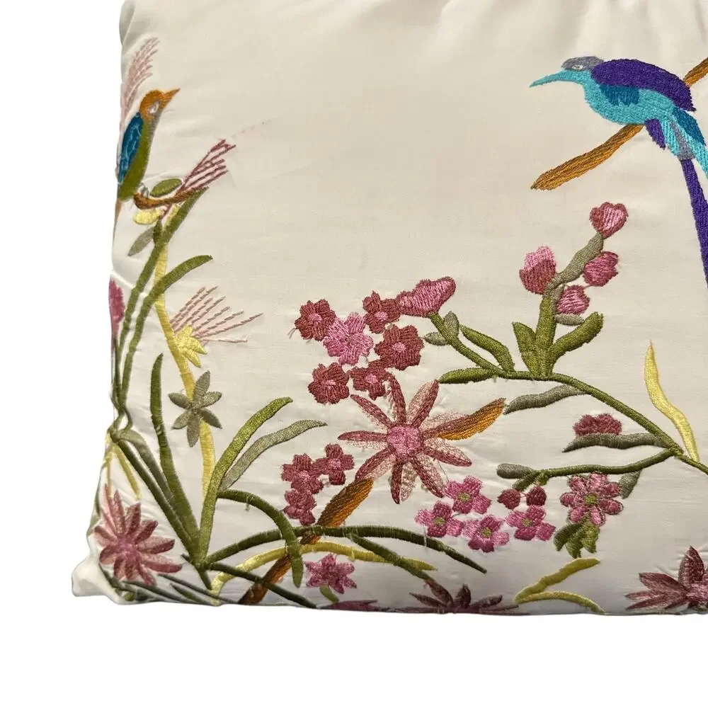 Pier 1 Embroidered Tasseled Rectangle Throw Pillow Accent 17 x 11" with Insert - Picture 2 of 7